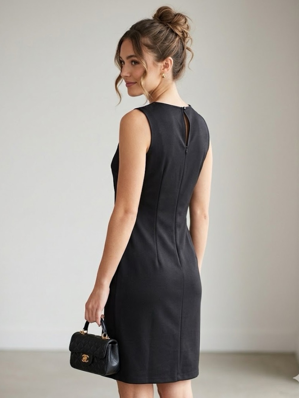 Lori Michaels Collection Black Sheath Dress Laser Cut Faux Leather - Size S